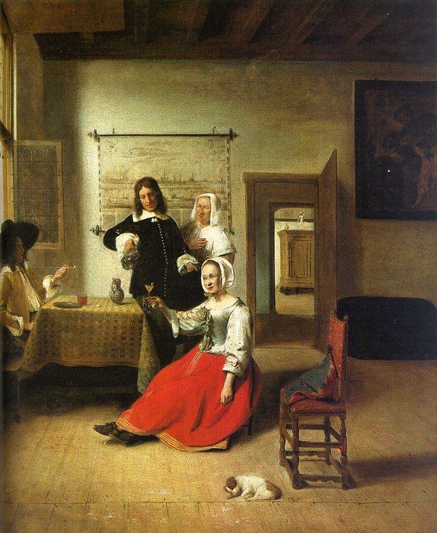 Pieter de Hooch Woman Drinking with Soldiers oil painting image